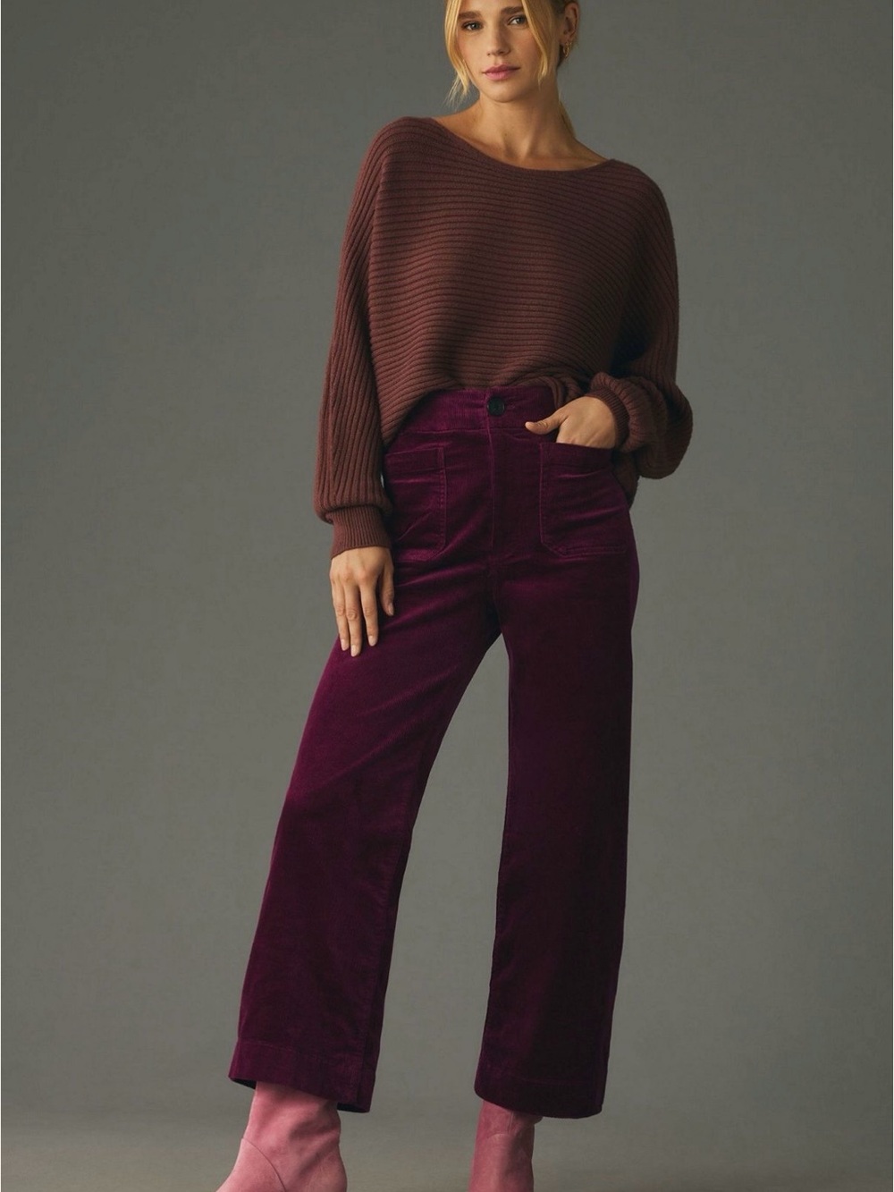 Maeve Anthropologie Colette Pant—30T in plum corduroy